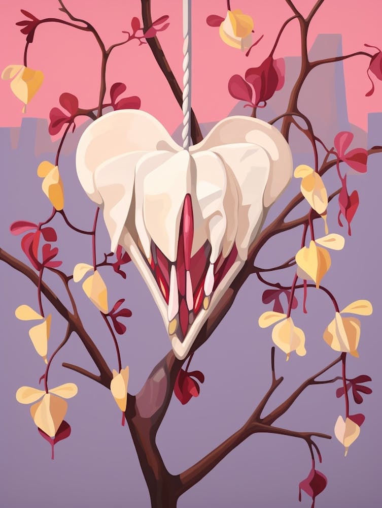 Bleeding Heart Dicentra 6 Flower Painting