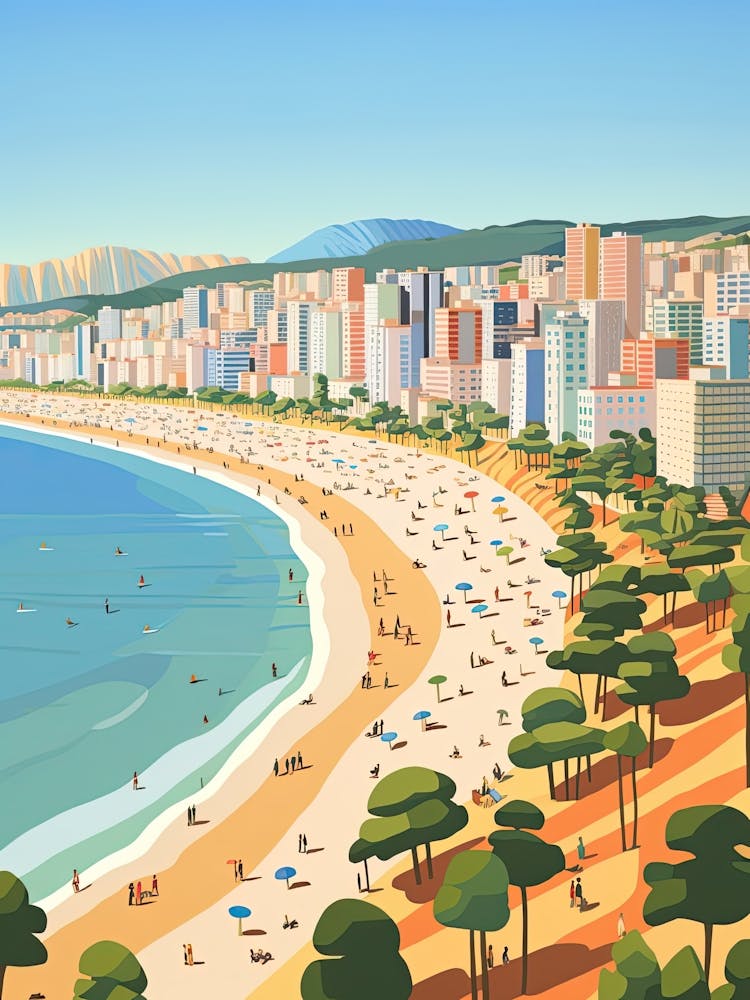 Copacabana Beach, Brazil, Graphic Illustration 4