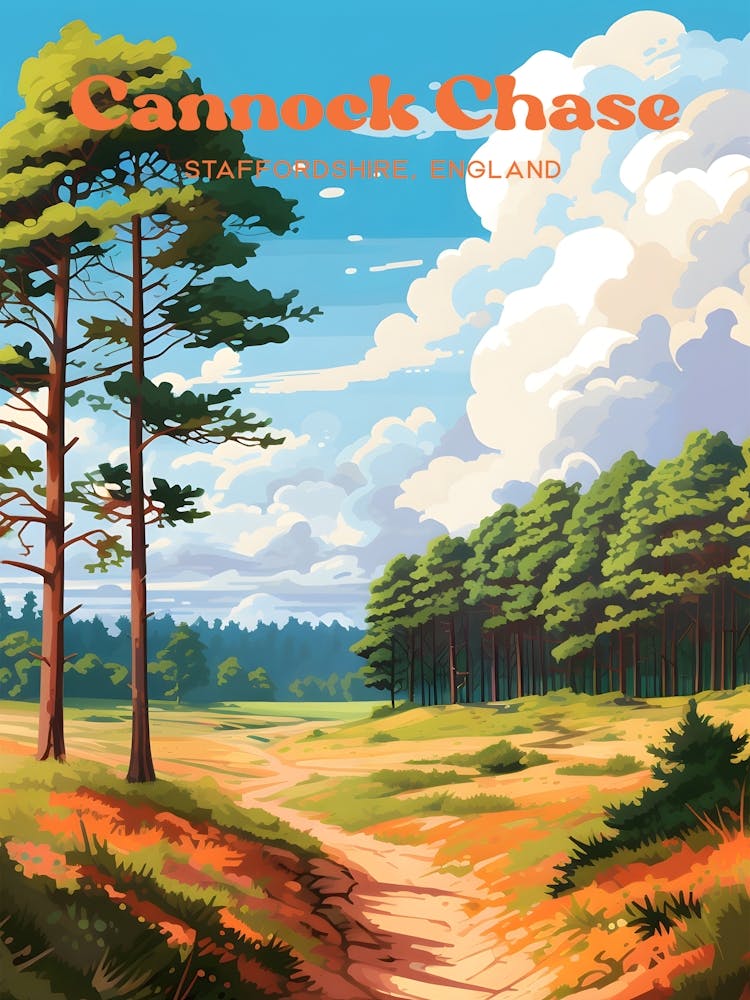 Cannock Chase Staffordshire England Autumn Modern Travel Art