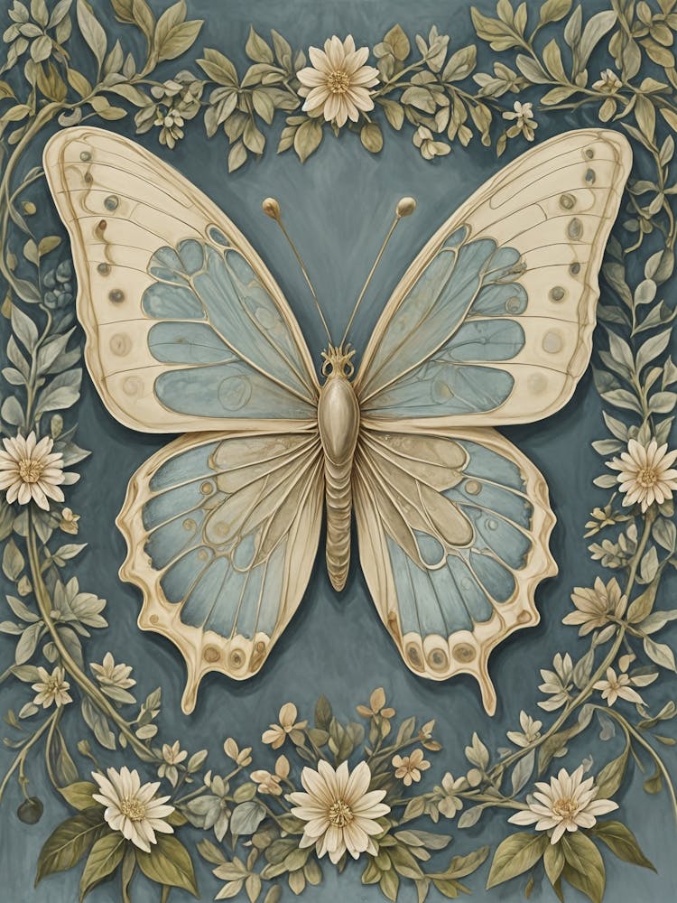 Floral Blue Butterfly no3
