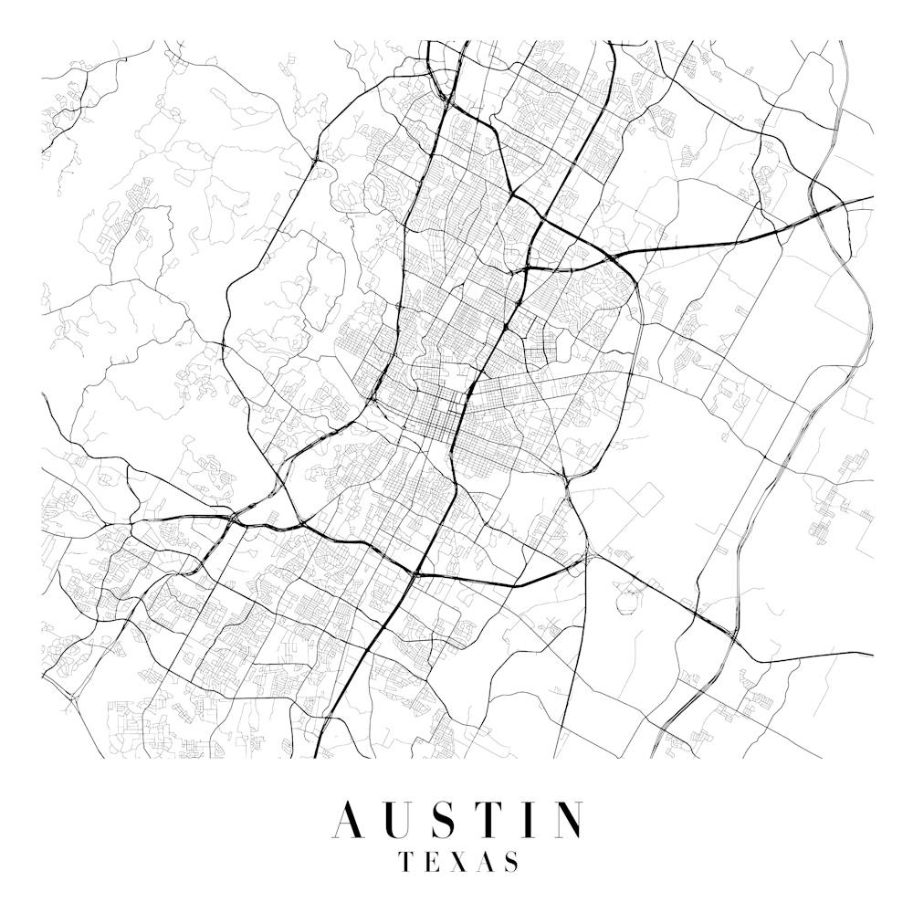 Austin Texas Street Map Minimal Square