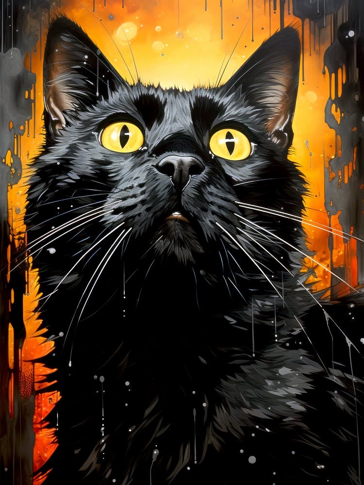 Black Cat With Yellow Eyes animal