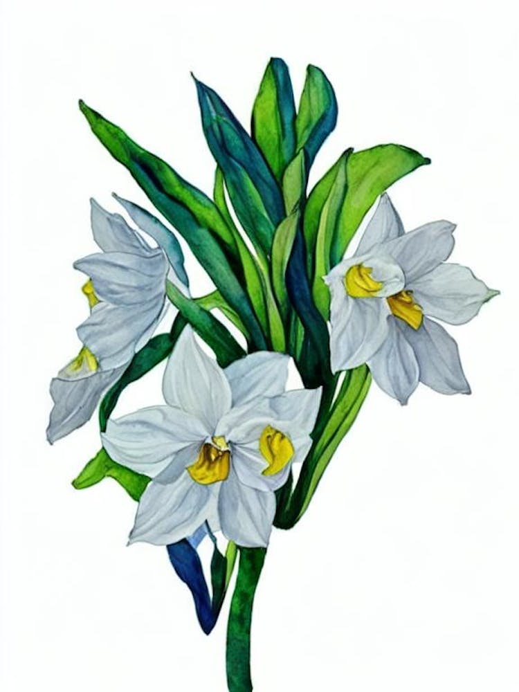 Paperwhite Narcissus (Narcissus Jonquilla) Watercolor