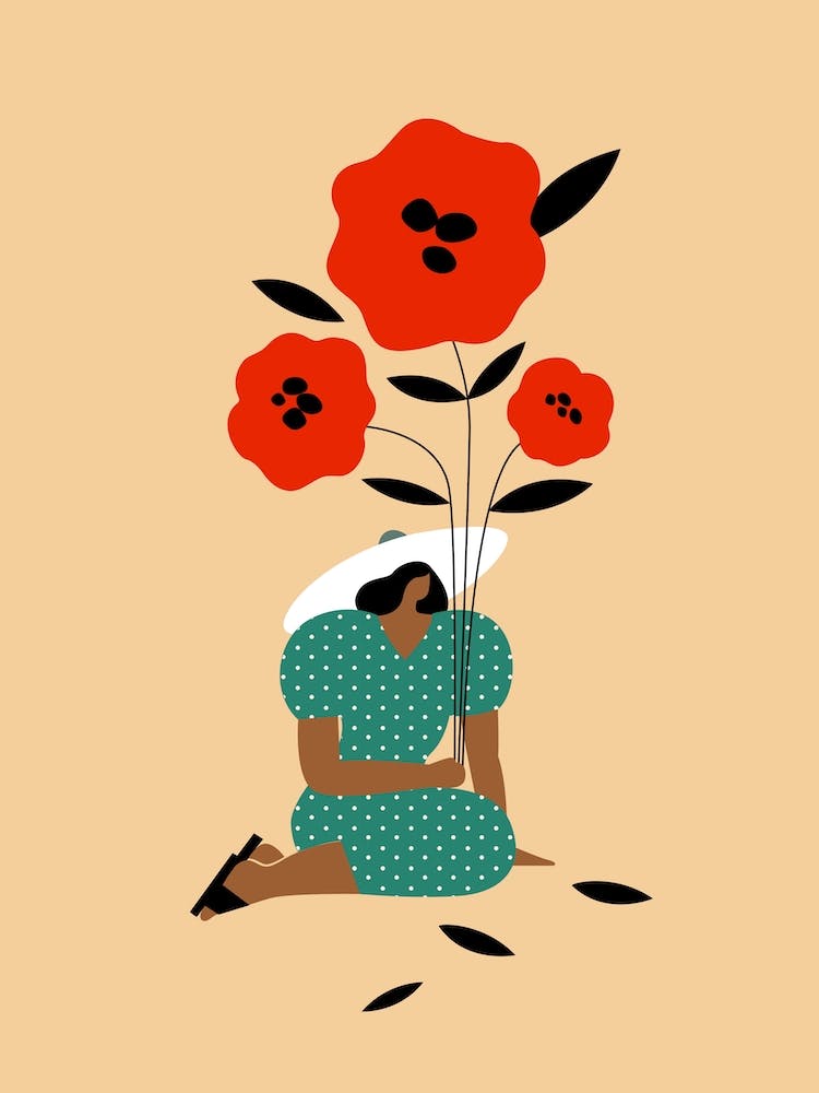 Big Flowers Red In Orange