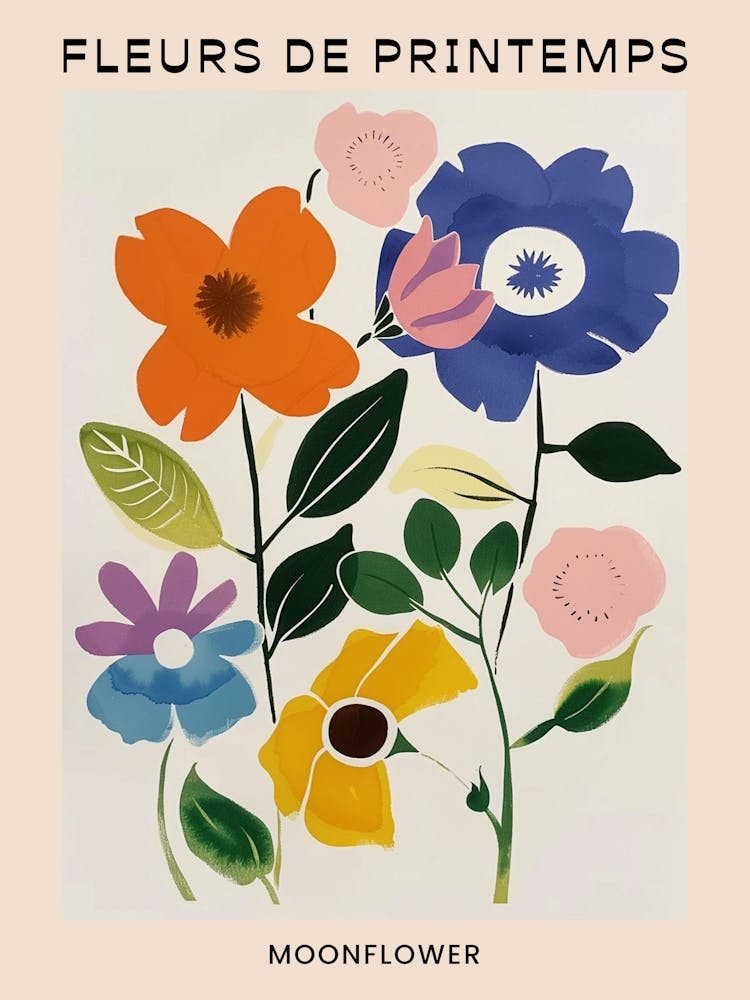 Spring Floral French Poster  Moonflower 2