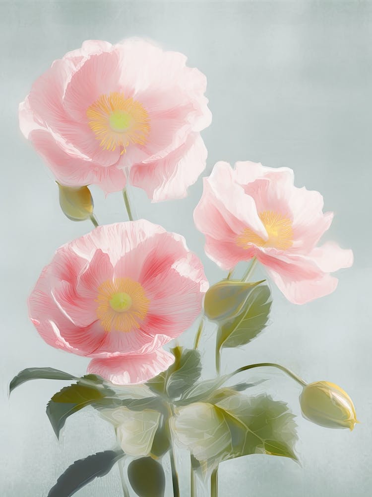Camellia Flowers Acrylic Pastel Colours 2