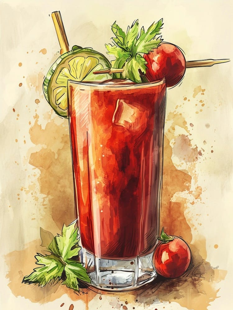 Bloody Mary Watercolour Inspired Cocktail 3