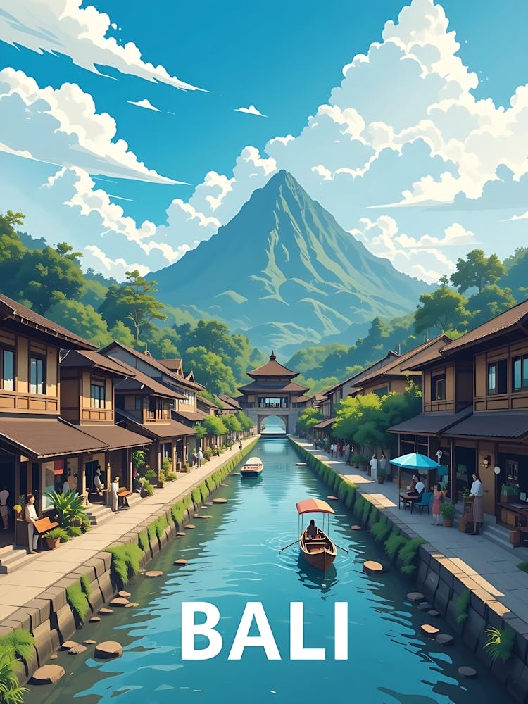 Bali Indonesia Vintage Travel Poster 5