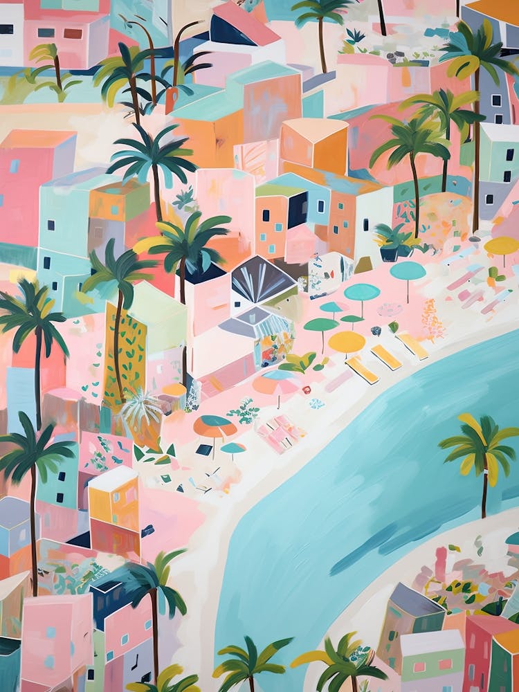Miami Beach Summer Aerial View Painting 4