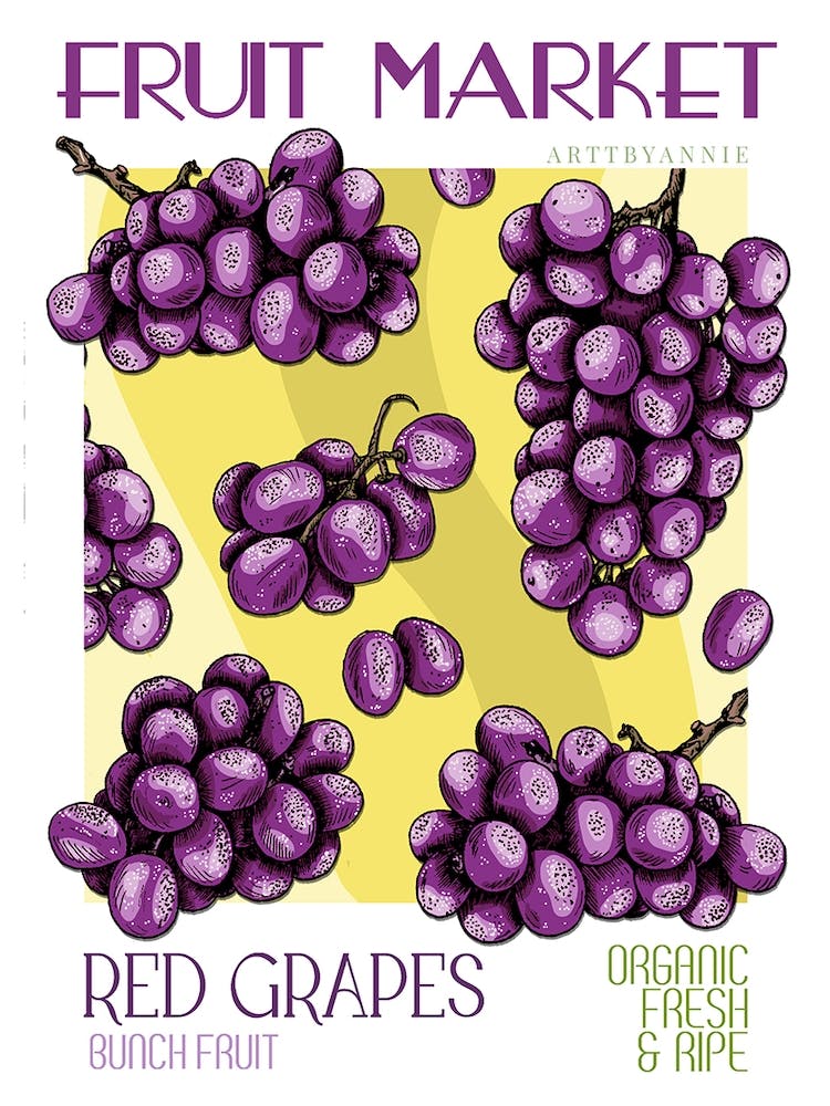 Red Grapes Fruit Market