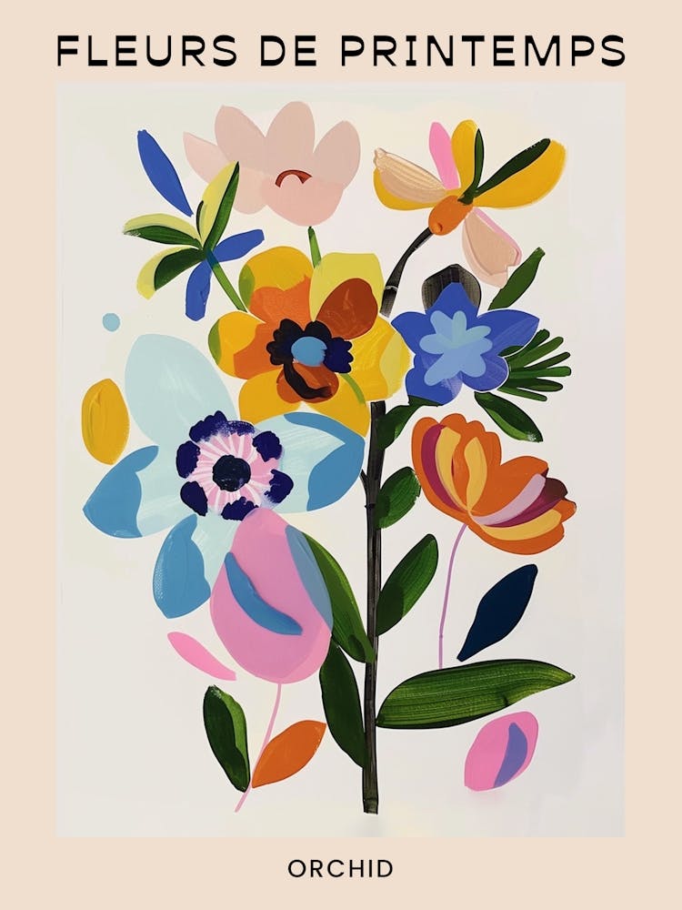 Spring Floral French Poster  Orchid 1