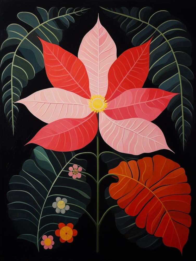 Poinsettia 1 Hilma Af Klint Inspired Flower Illustration