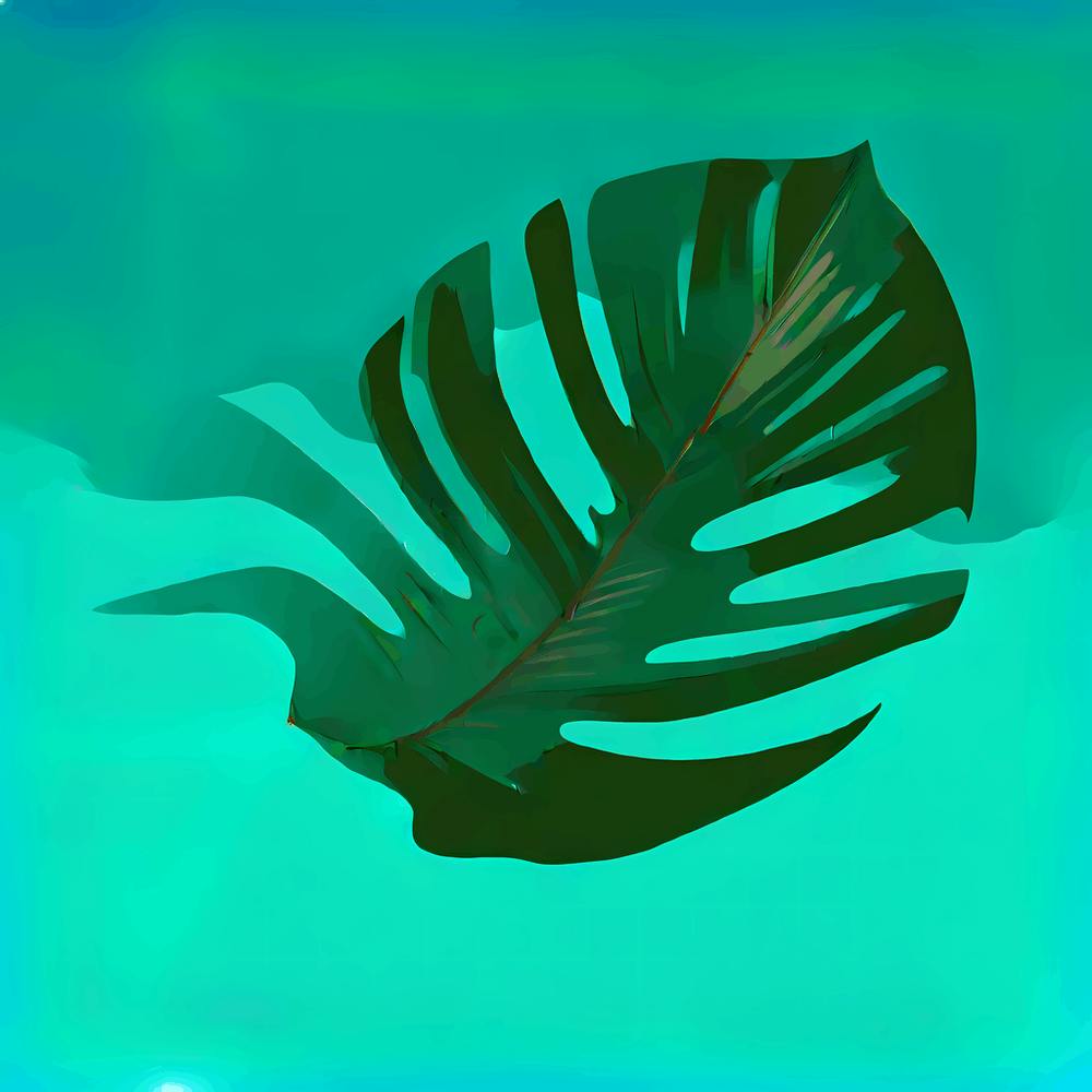 Feuille Tropicale Unique Sur Fond Uni Simple Minimaliste Art Plat, Art de feuille tropicale