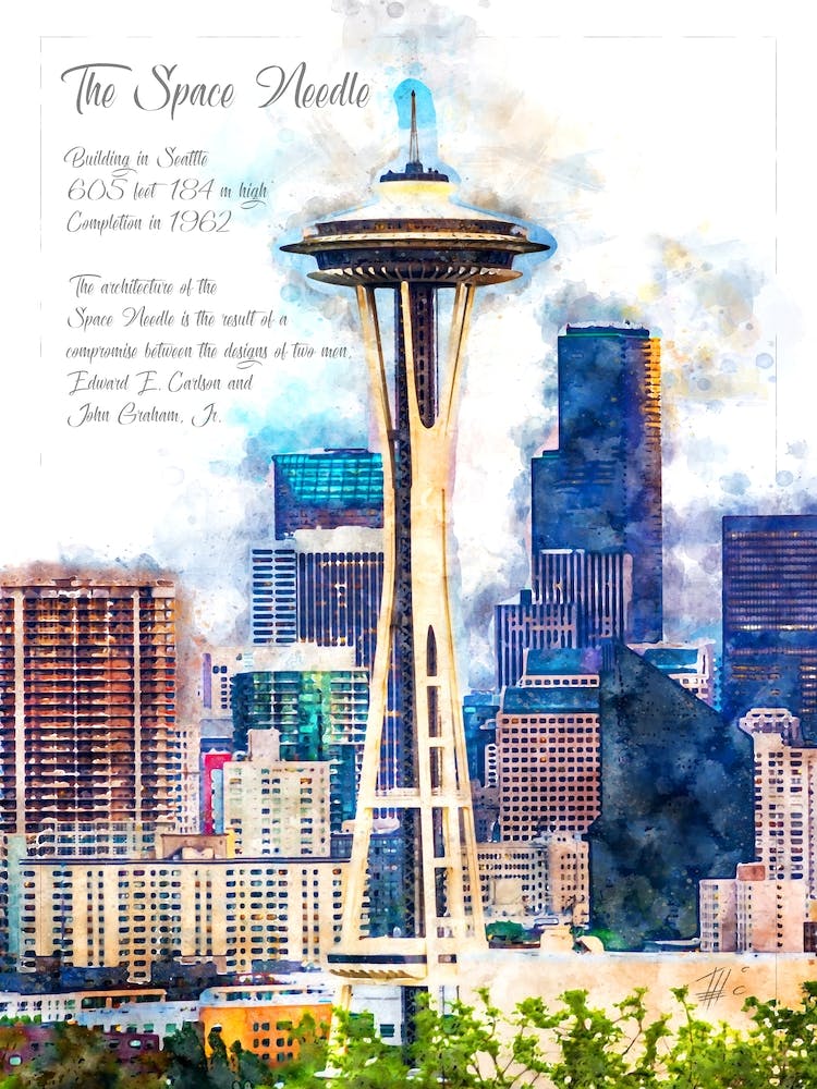 Space Needle, Seattle, Watercolor