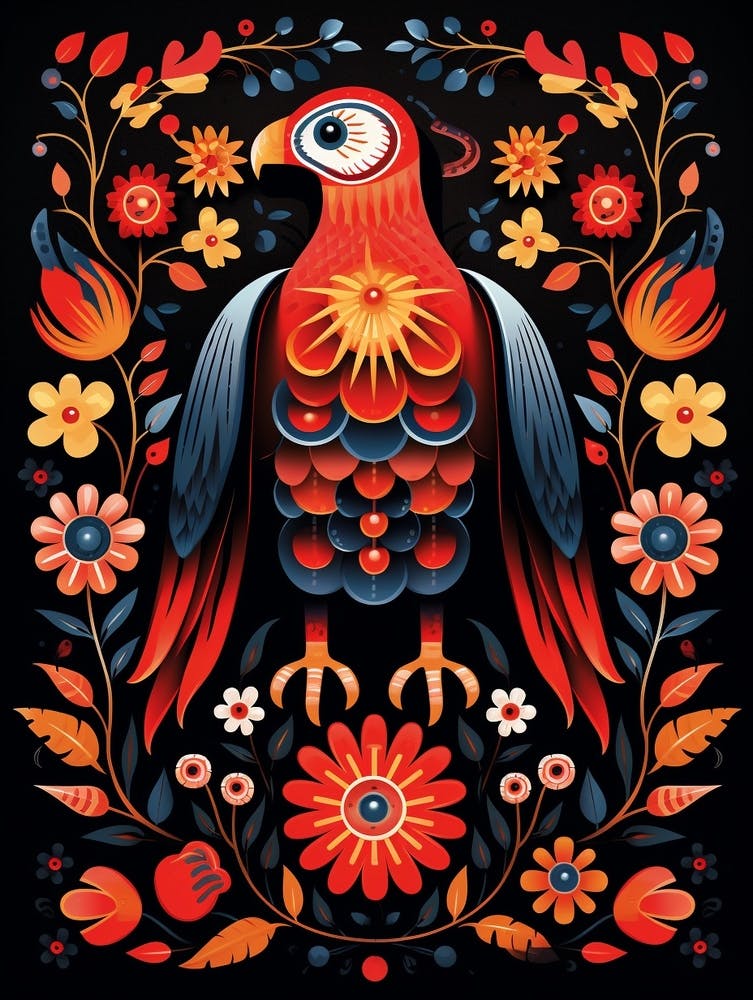 Folk Bird Illustration Falcon 2