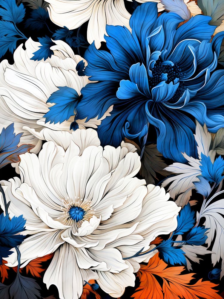 Blue And White Flowers nature illustration