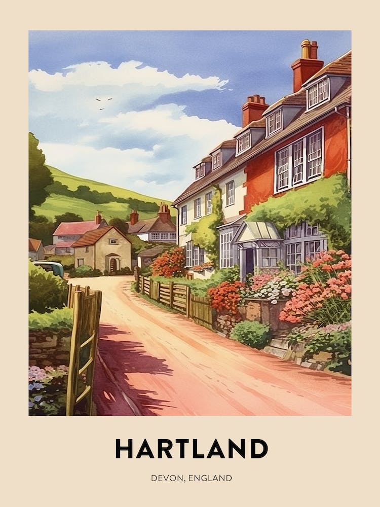 Devon Vintage Travel Poster Hartland 3