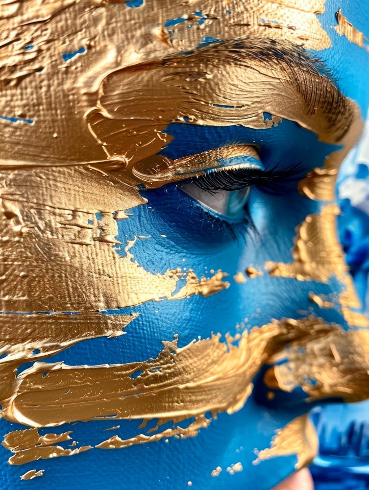 Gold And Blue Face Painting
