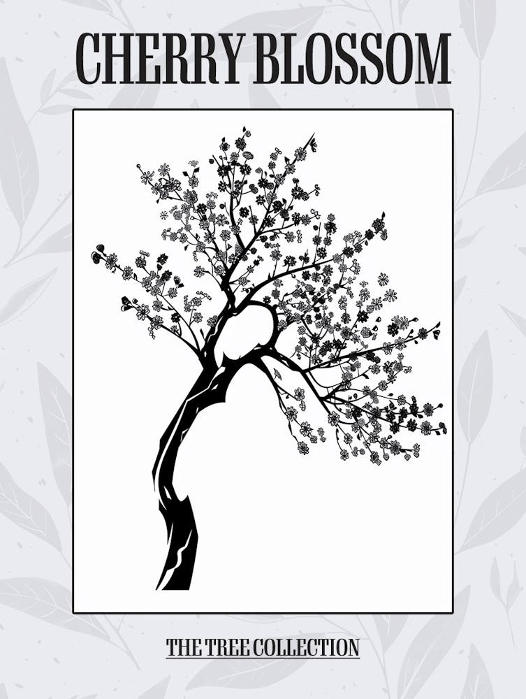 Cherry Blossom Tree Simple Geometric Nature Stencil 11 Poster