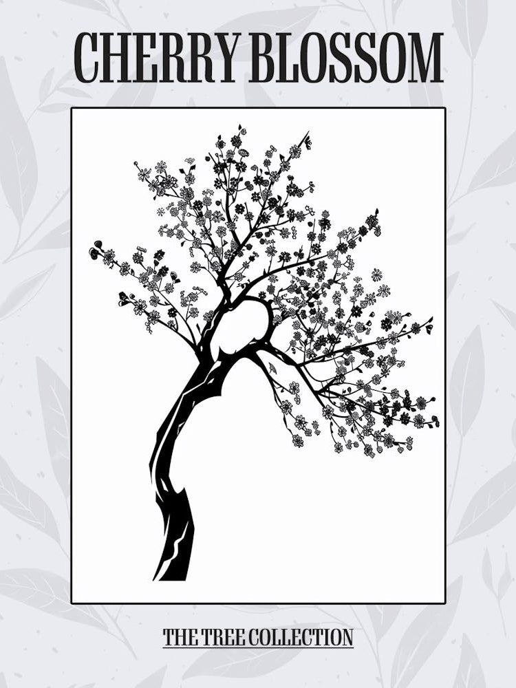 Cherry Blossom Tree Simple Geometric Nature Stencil 11 Poster