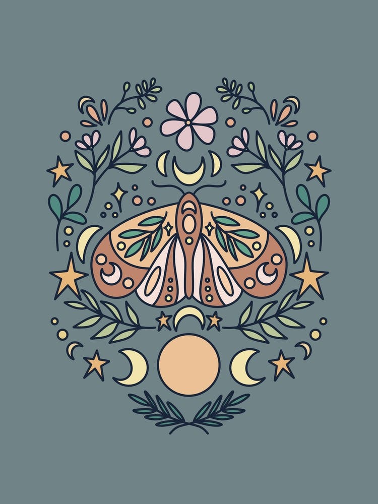 Magical Moon Moth | Dusty Pine Green