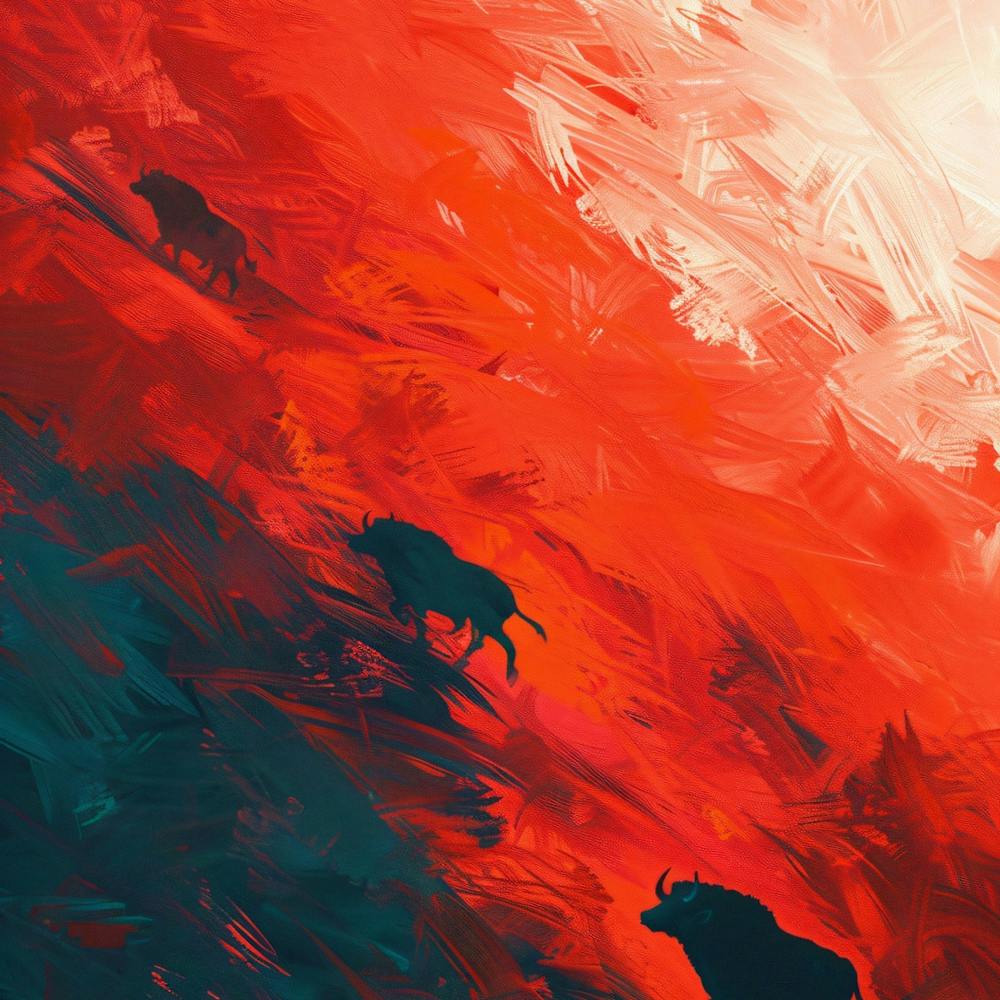 Bisons In The Sunset