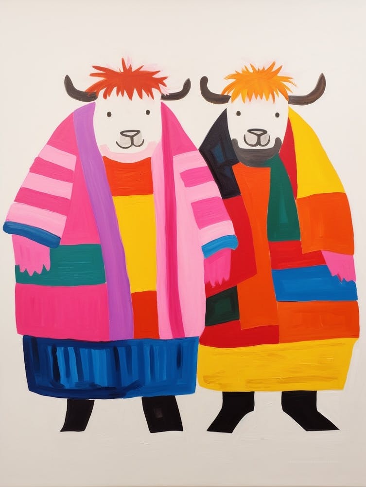 Colourful Kids Animal Art Yak 2