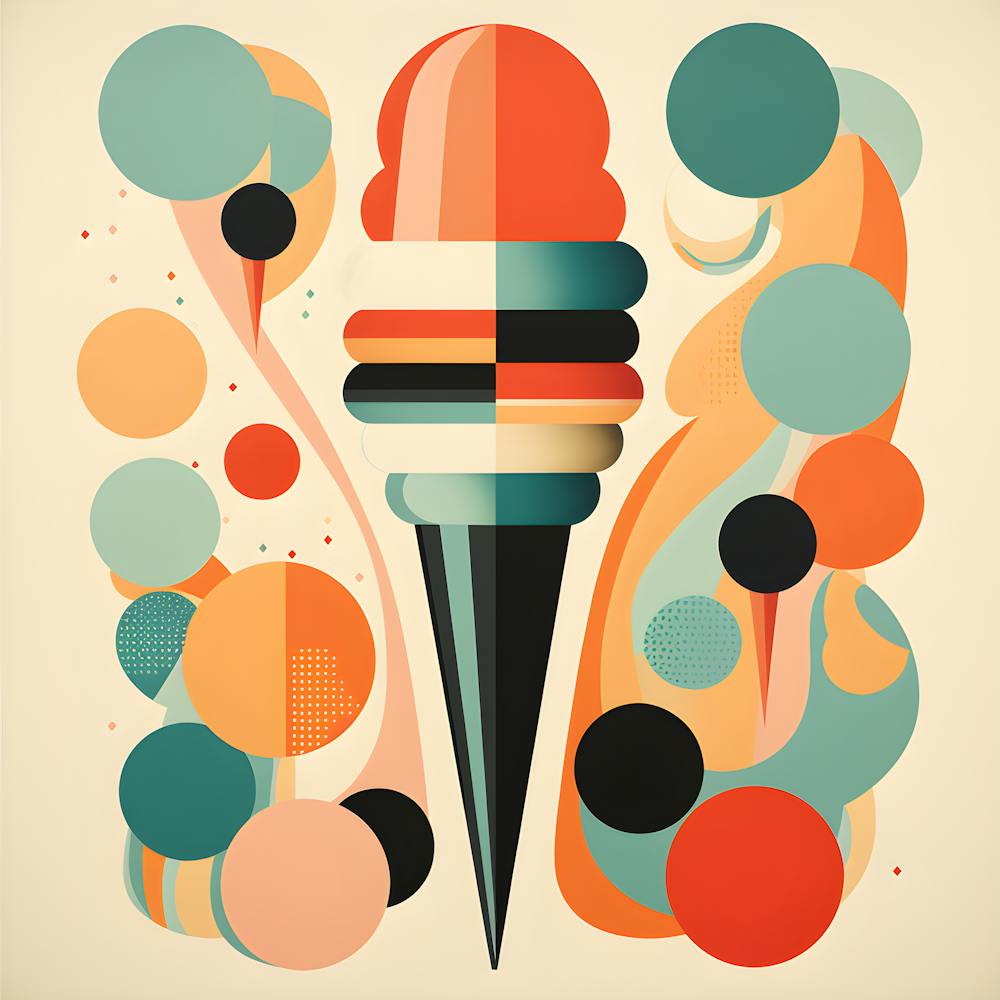Retro Swirl Funky Ice Cream Cone Illustration