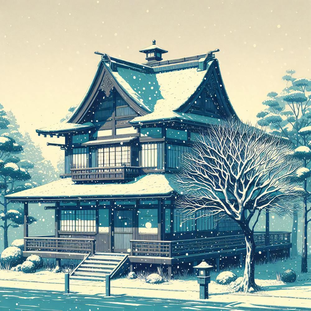 Japanese House In Winter
