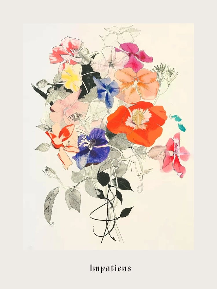 Impatiens 3 Collage Flower Bouquet Poster