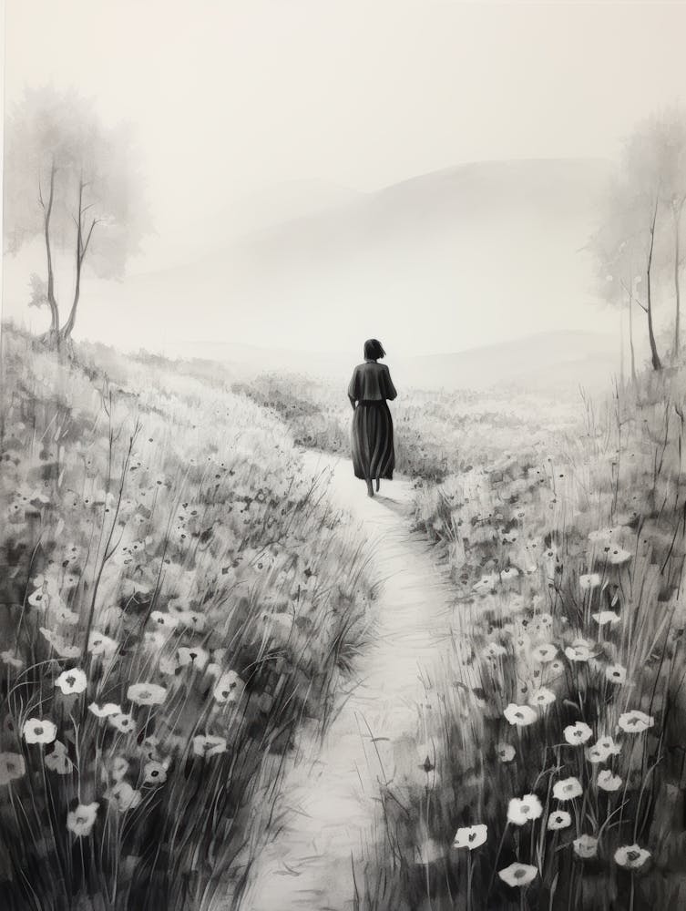 Woman Walking Through A Field