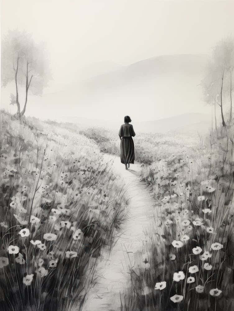 Woman Walking Through A Field