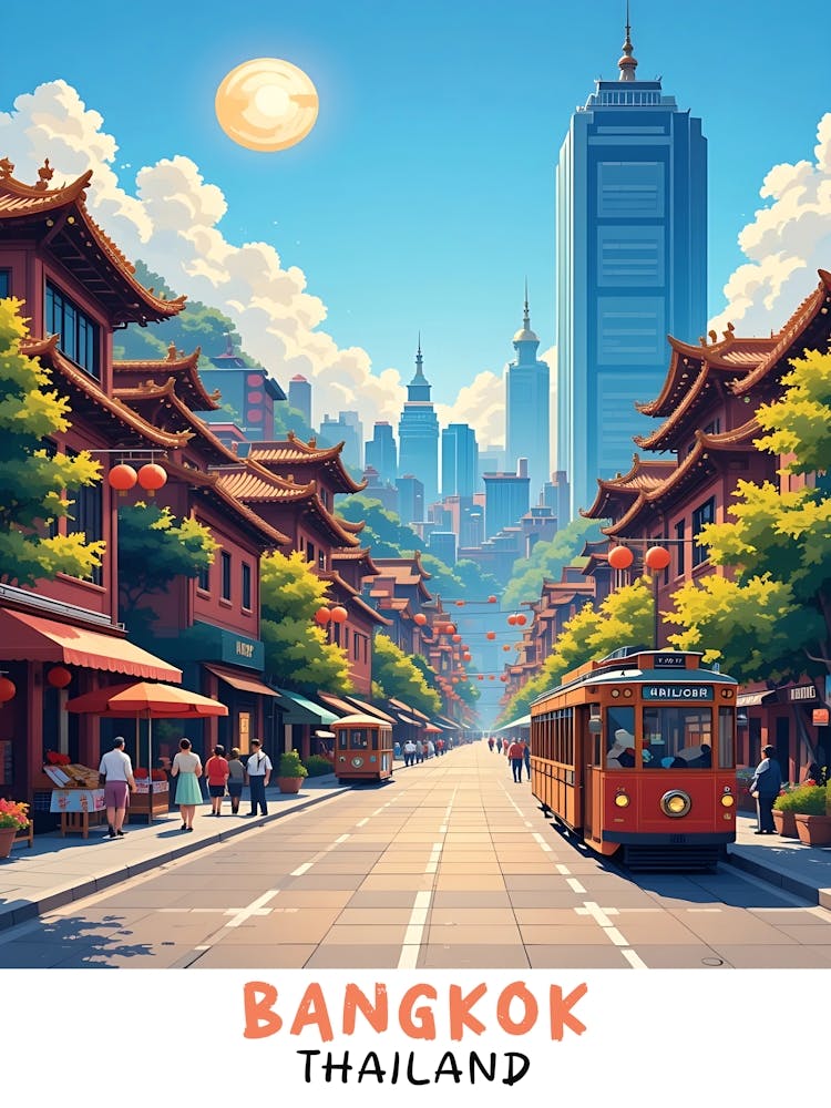 Bangkok - Thailand Vintage Travel Poster 12