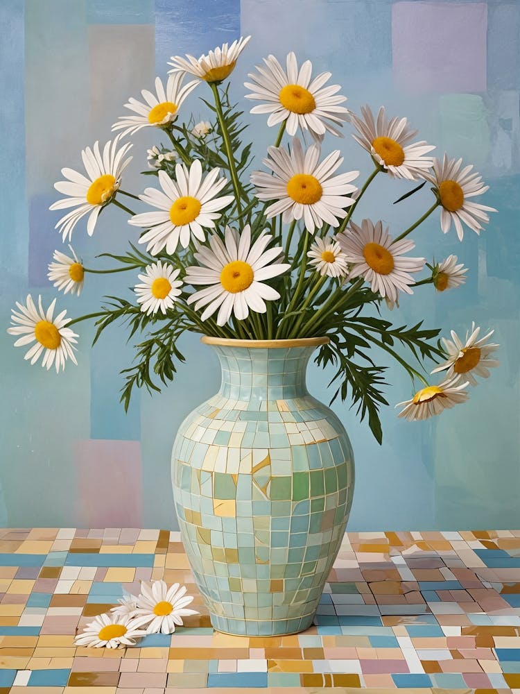 Daisies In A Mosaic Vase no2