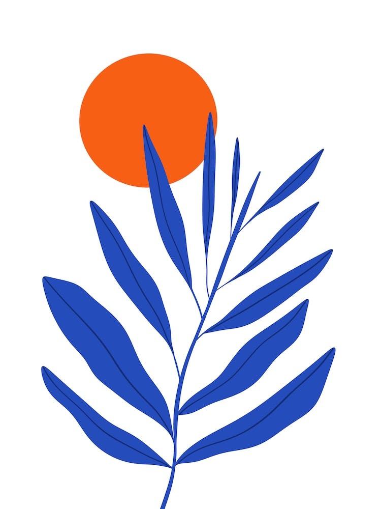 Blue Leaf Orange Sun
