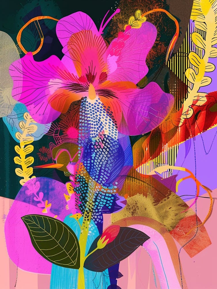 Veronica 1 Neon Flower Collage