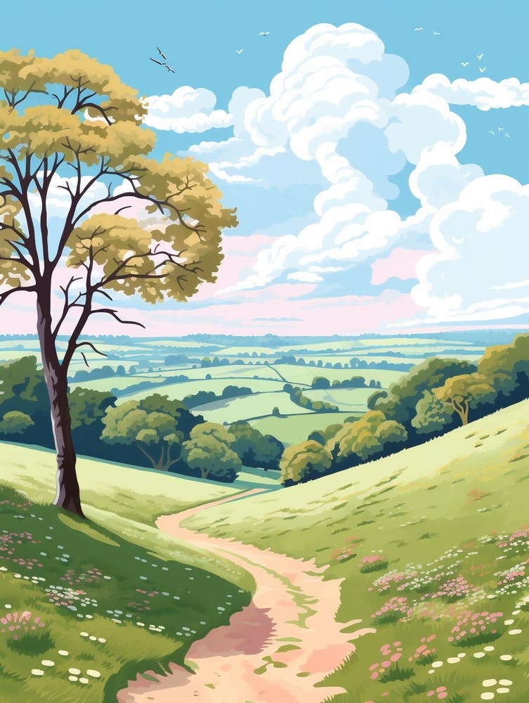 The North Downs Way England 1 Hike Illustration