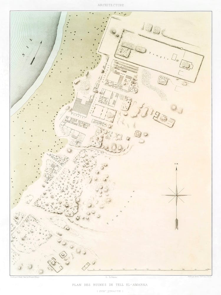 Plan Of The Ruins Of Tell El Amarna From Histoire De L Art Égyptien (1878)