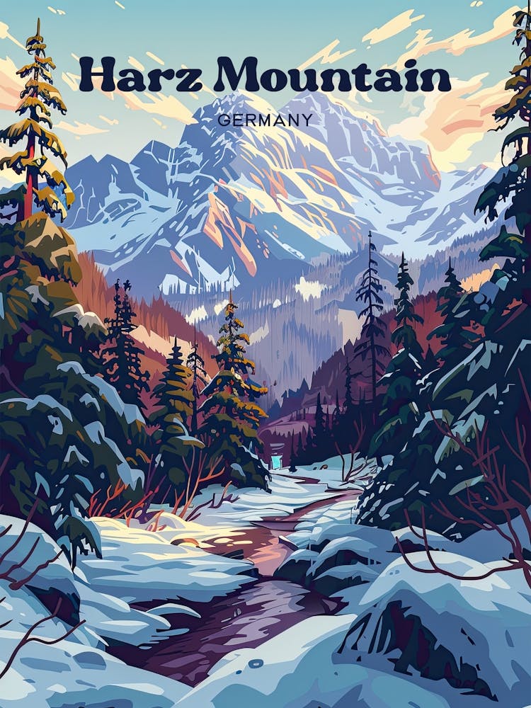 Harz Mountain Germany Breathtaking Art Illustration