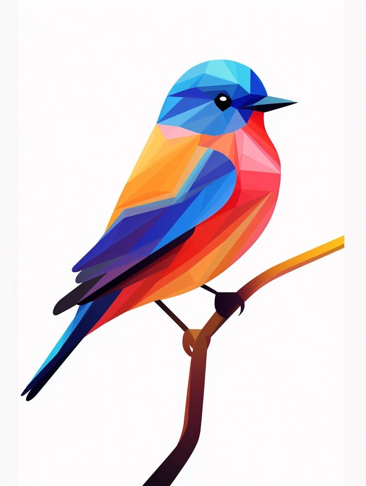 Colourful Geometric Bird Eastern Bluebird 2