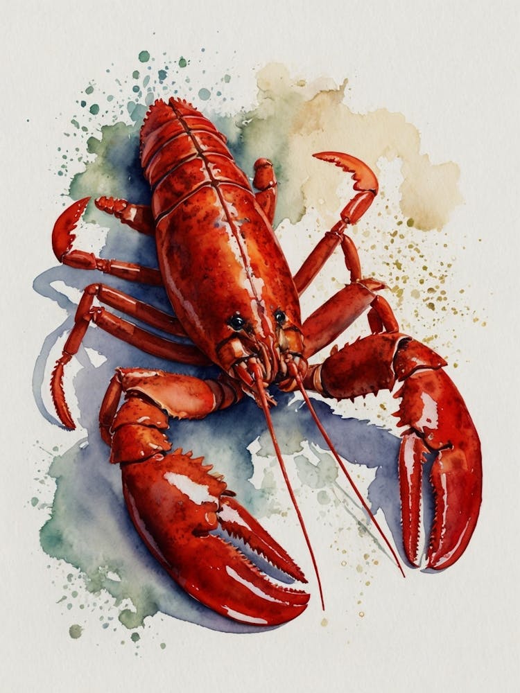 Lobster Watercolor Painting