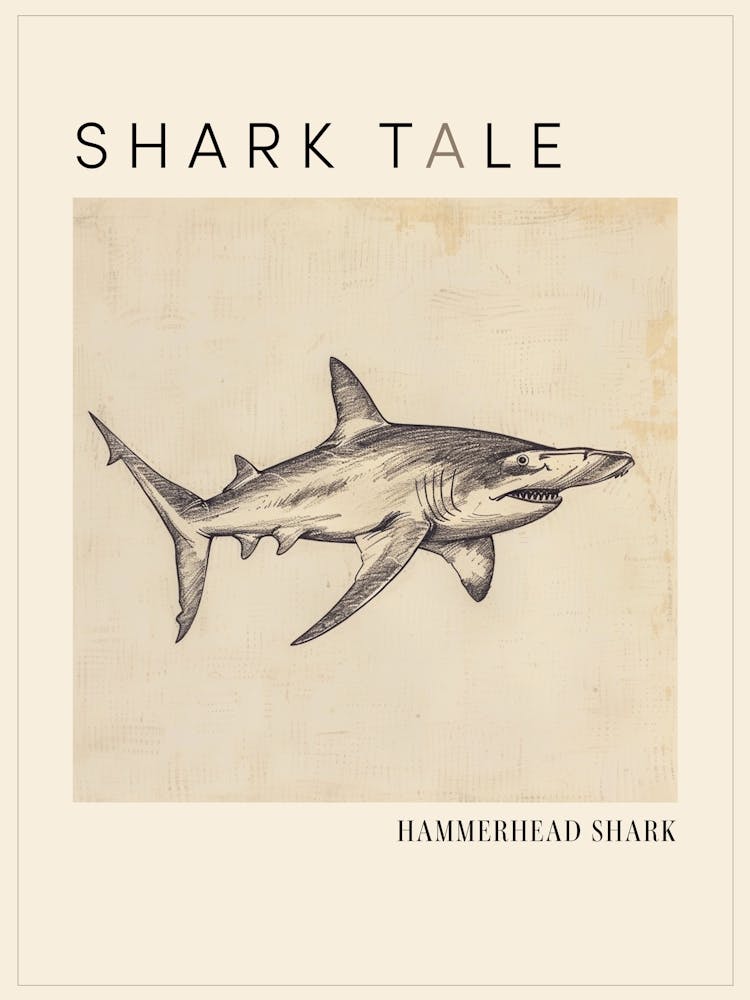 Vintage Hammerhead Shark Illustration 3 Poster