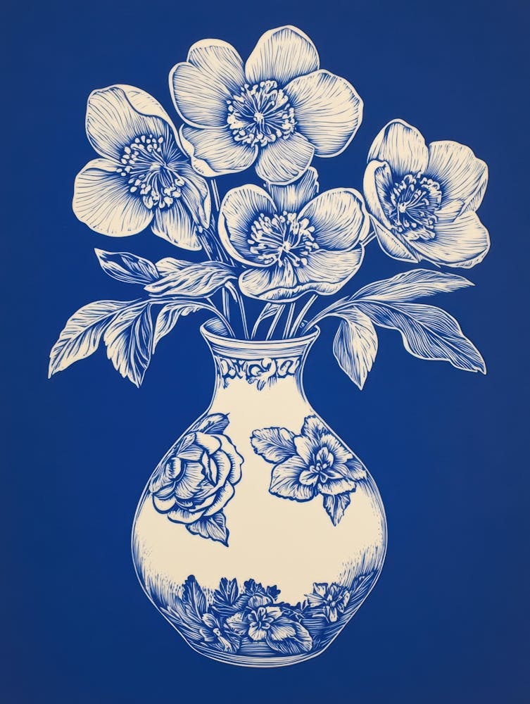 Blue And White Flowers In A Vase 1