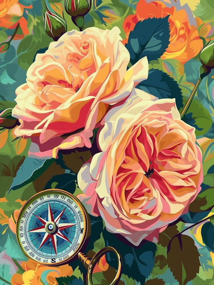 English Roses Painting Rose With A Compass 4