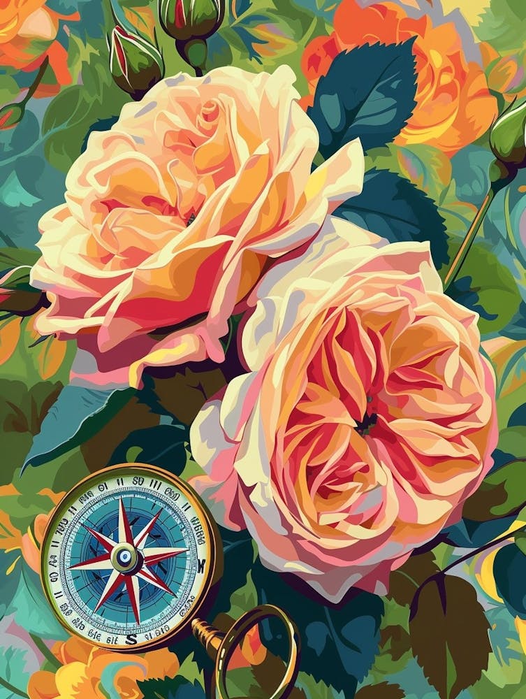 English Roses Painting Rose With A Compass 4