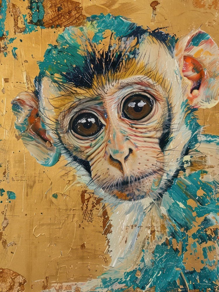 Baby Monkey Gold Effect Collage 2