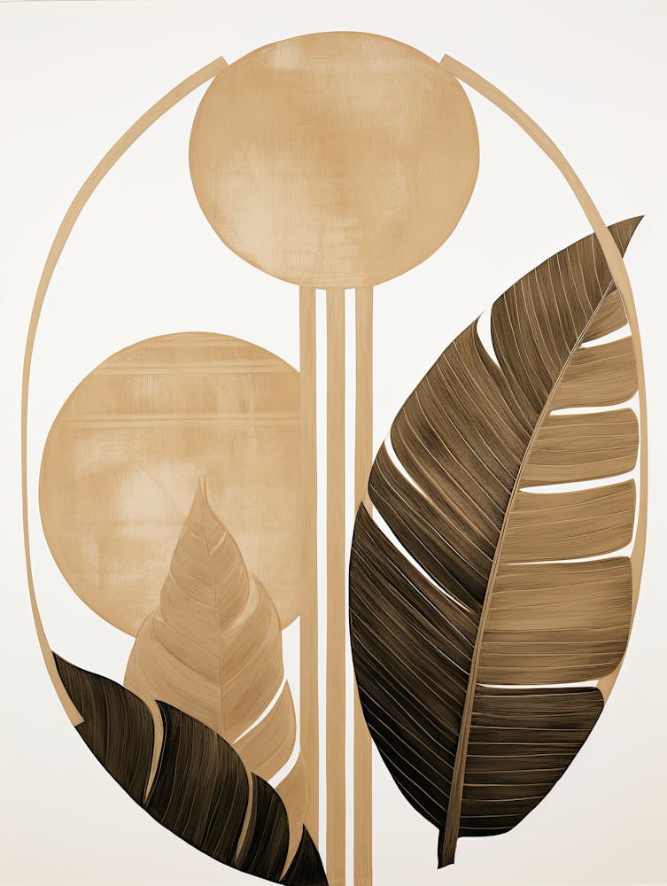 'Gold Leaf' Tropical Leaves, Boho Decor