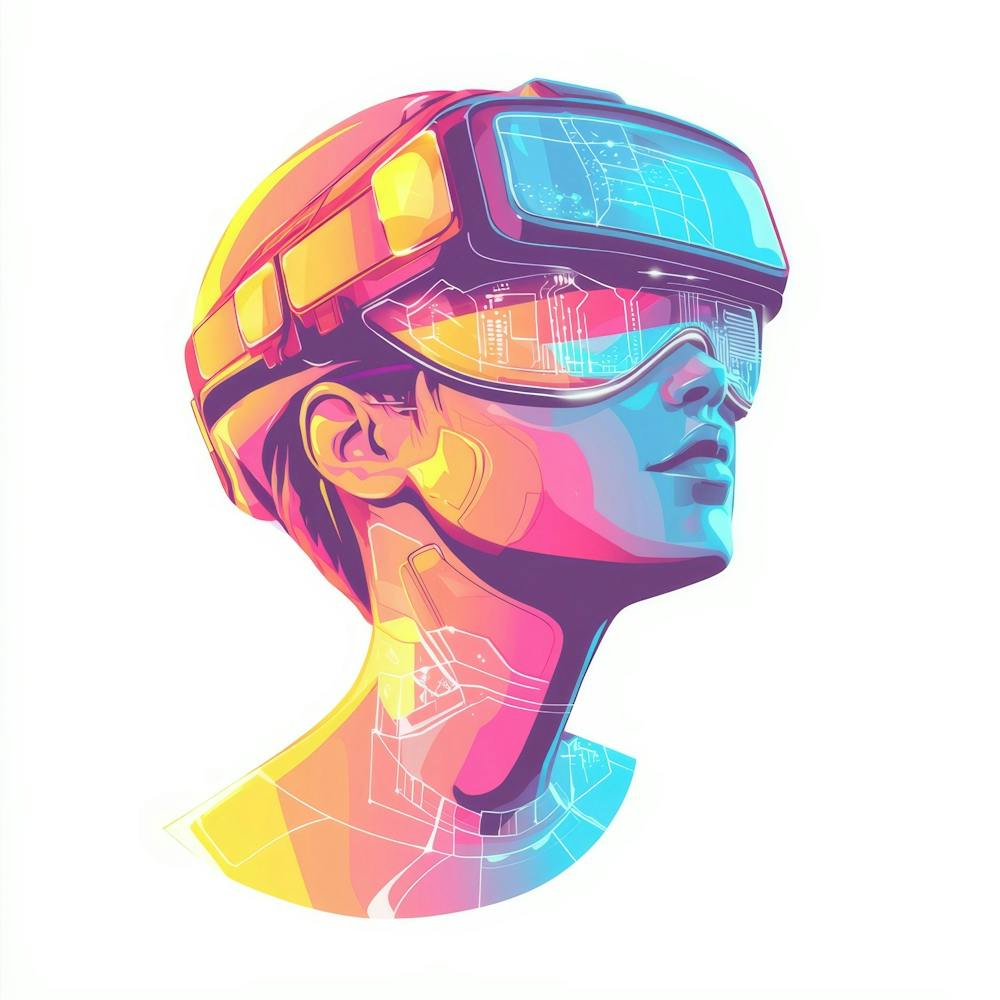 Girl With Vr Glasses.Generated AI. Wall