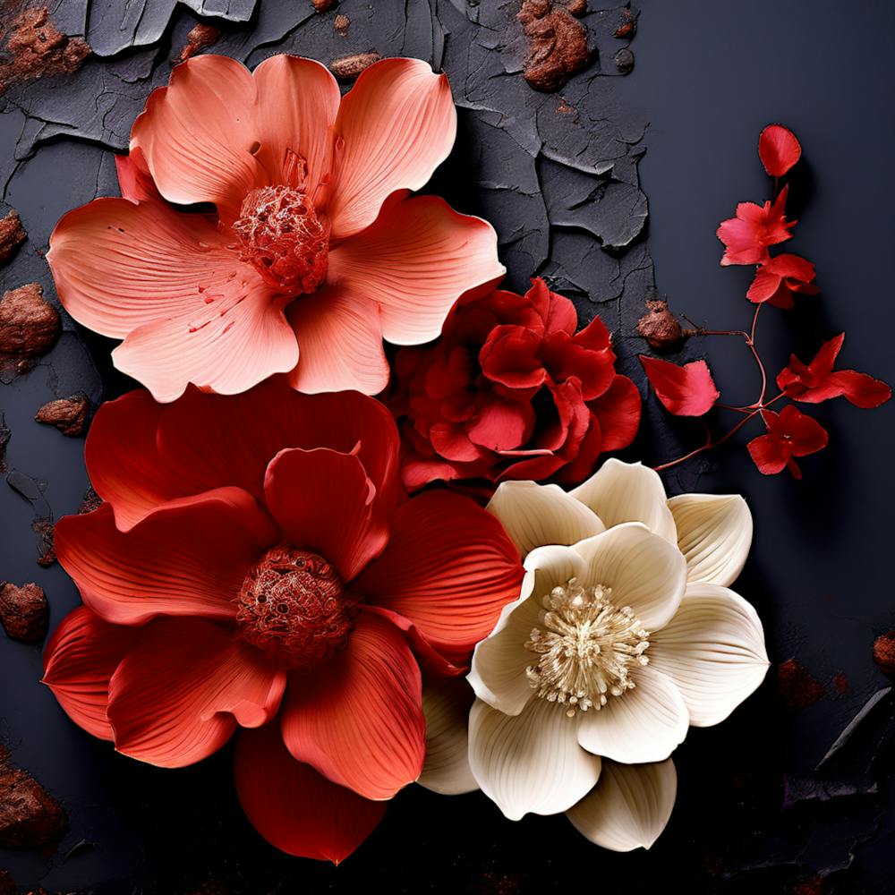 Flowers On A Dark Surface