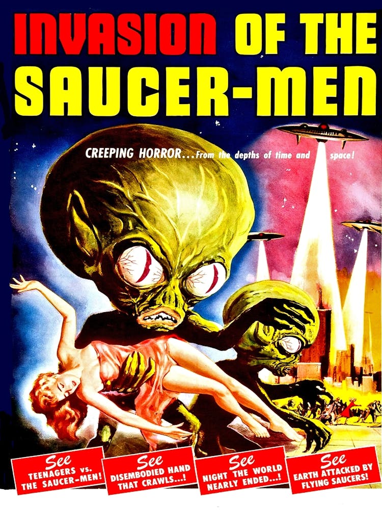 Horror Scide Movie Poster Invasion Of The Saucer Men